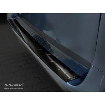 Protection de seuil arrière en acier inoxydable noir Mercedes Vito / Classe V 2014- 'Ribs' (Version longue)
