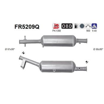 Filtre à particules diesel, système d'échappement FR5209Q AS