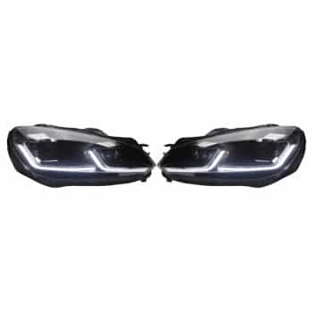 Set Phares LED Look 7.5 pour Volkswagen Golf VI 2008-2012 - Noir - DRL inclus